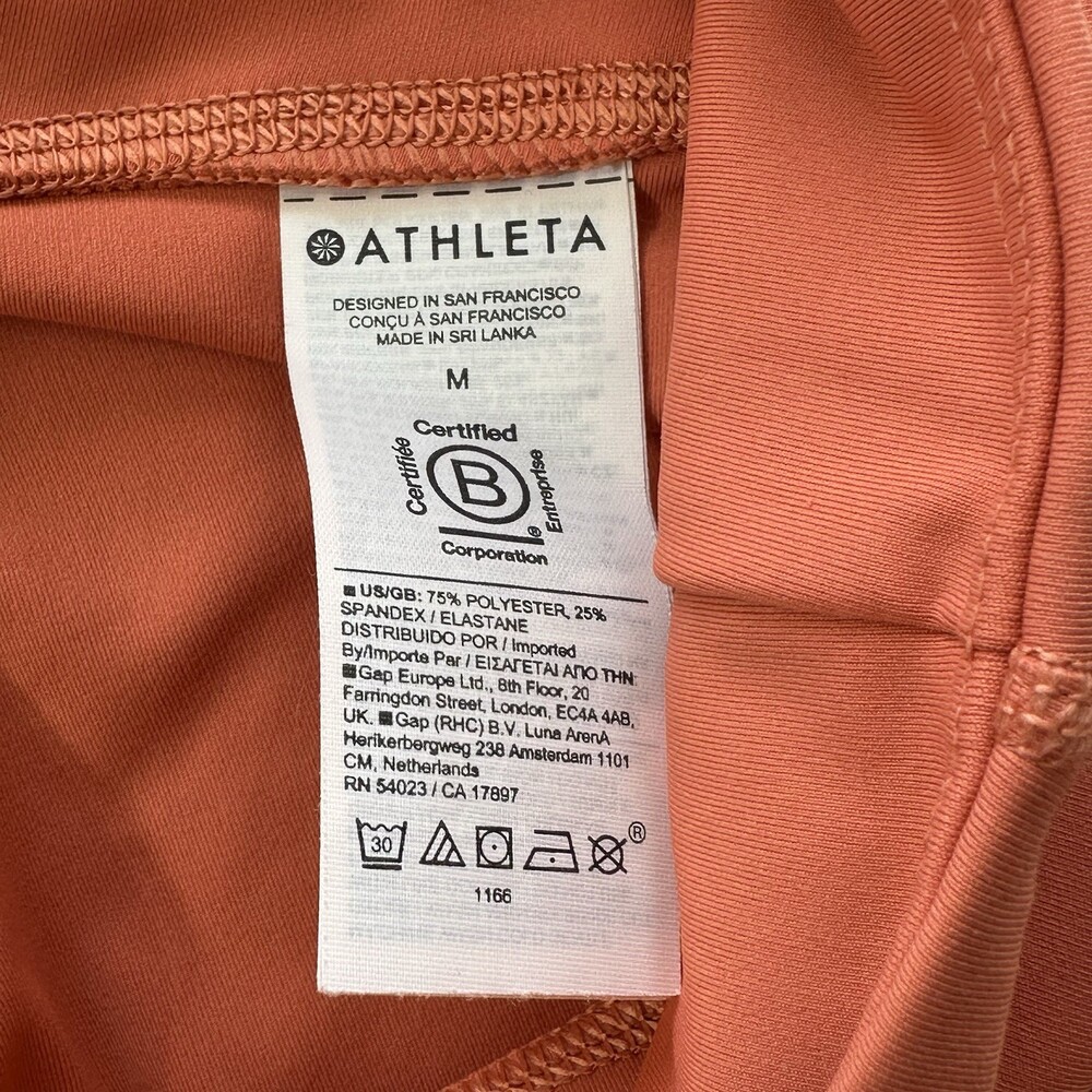 Athleta Orange‎ 3/4 Crop Leggings Medium Sporty Chic Performance Wear Key Pocket - Picture 10 of 11